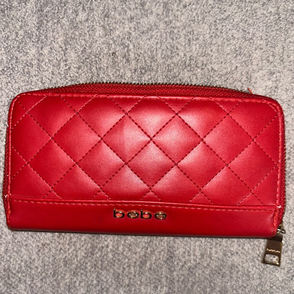 Bebe Quilted Red Wallet with Luxurious Design